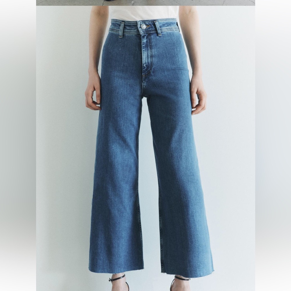 Zara Women's Blue Wide-Leg Jeans